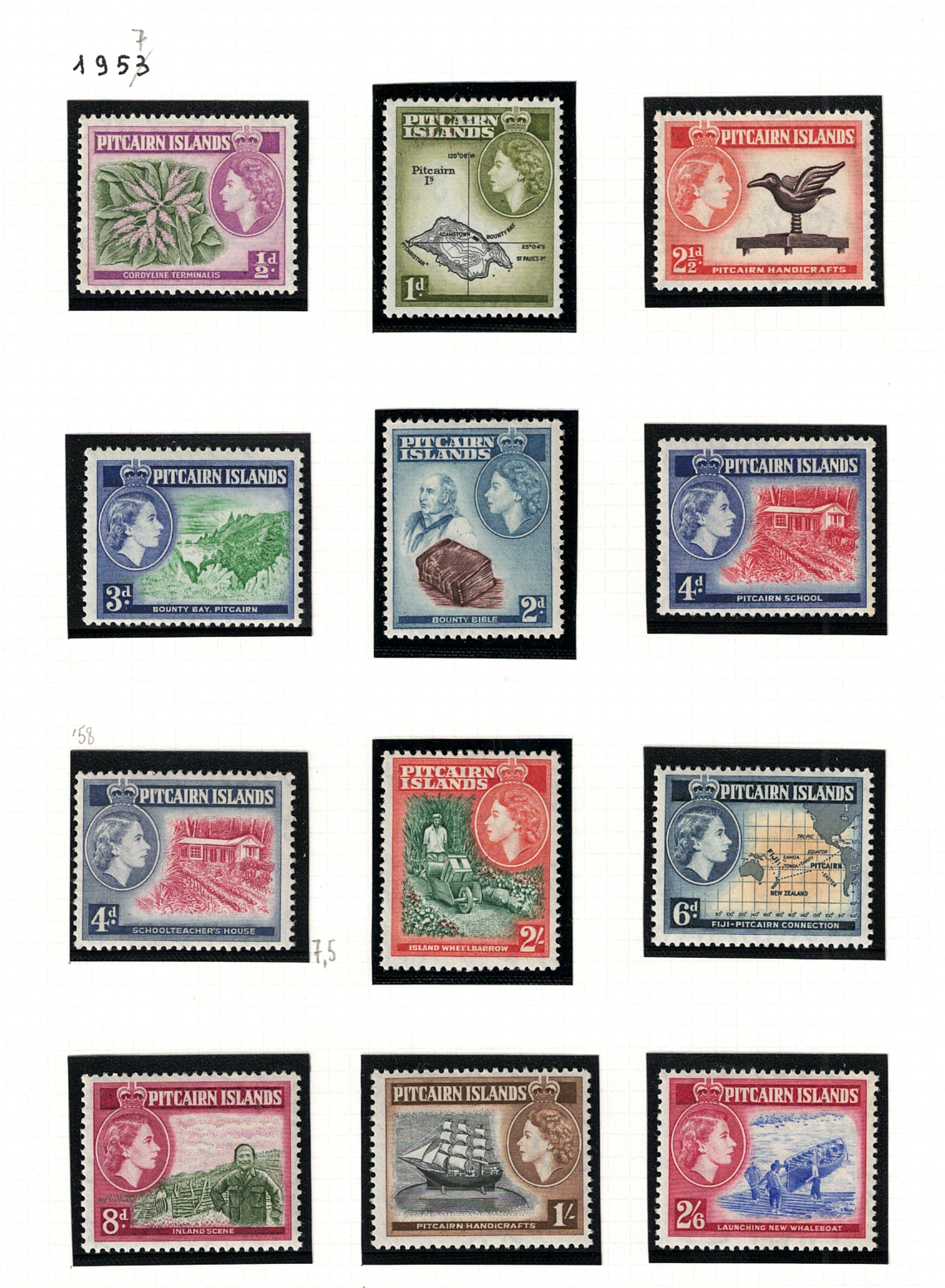 18-28 1957-63 Pitcairn Islands, Stanley Gibbons # 18-28, Effigi Elisabetta II, MNH** - immagine 1