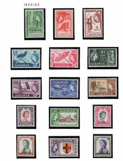 1955-59 Sarawak, Elisabetta II, Stanley Gibbons # 188-02, MNH**