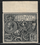 1929 Gran Bretagna, # 183, 1 Sterlina nera, Giorgio VI, MNH** Bordo Alto