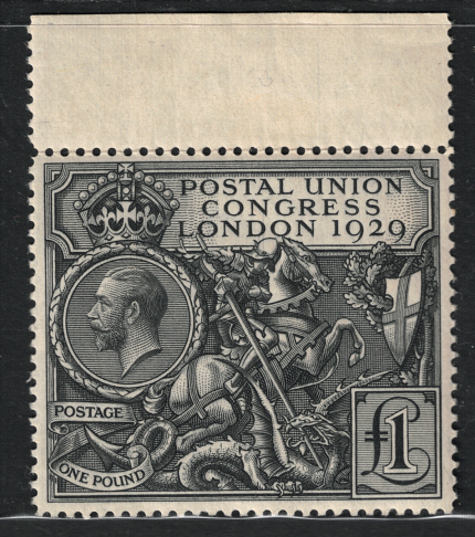 1929 Gran Bretagna, # 183, 1 Sterlina nera, Giorgio VI, MNH** Bordo Alto