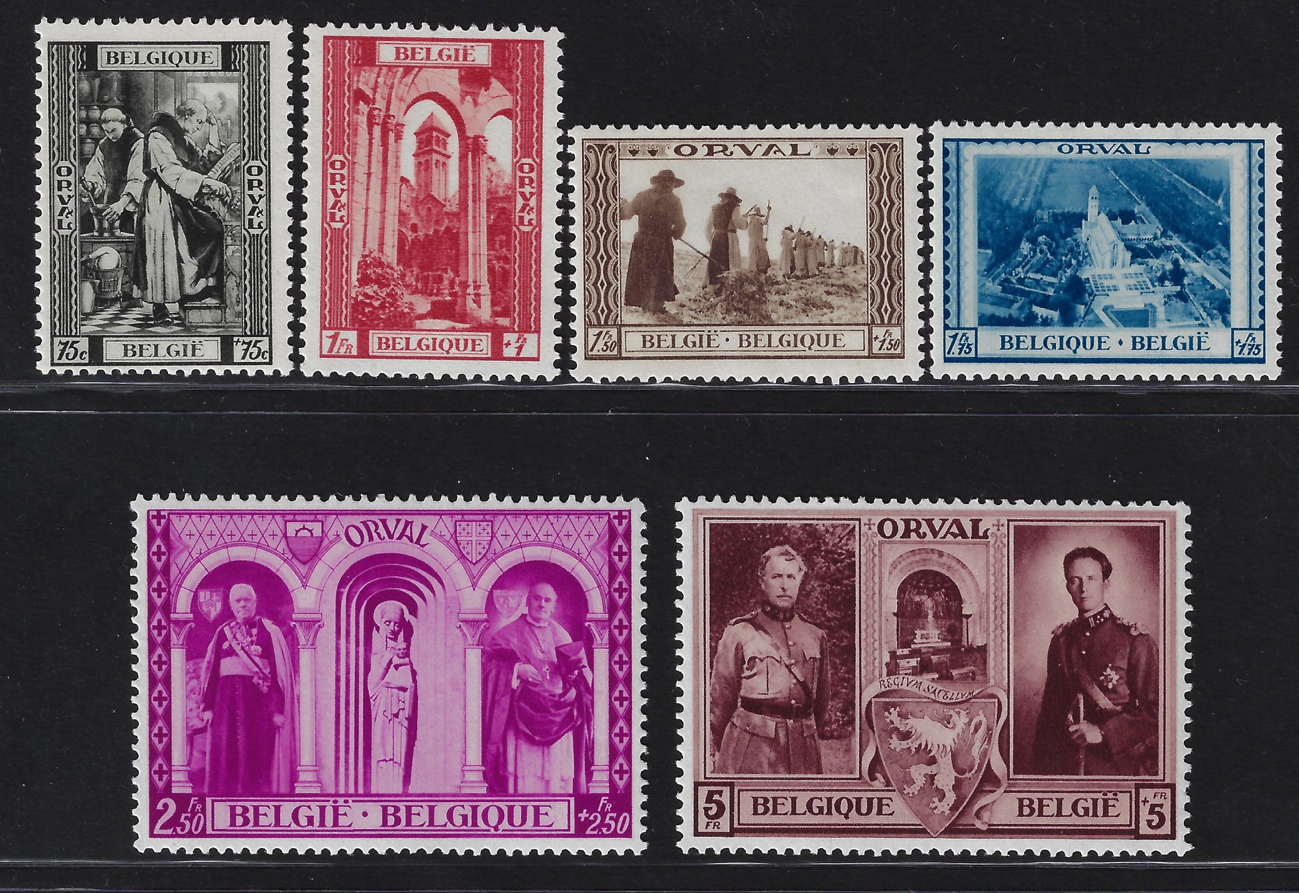 1939 Orval belgio 1 1939 Belgio, Catalogo Unificato # 513-18, 6 valori, Orval, MNH** - immagine 1