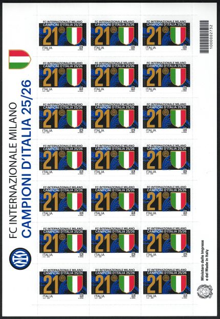 2026 Italia, Minifoglio Inter Campione d'Italia 25/26, MNH**