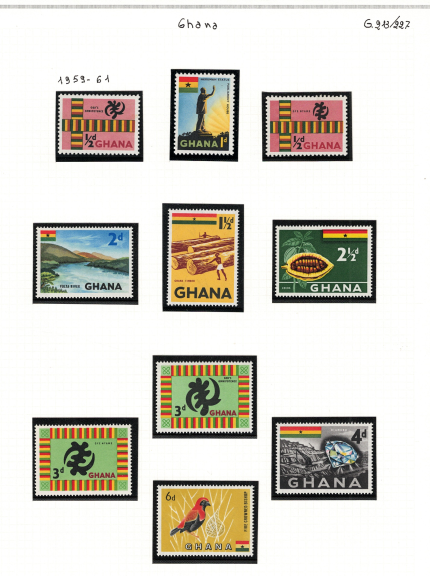 1959-61 Ghana, Stanley Gibbons # 213-27, Serie di 16 valori, MNH**