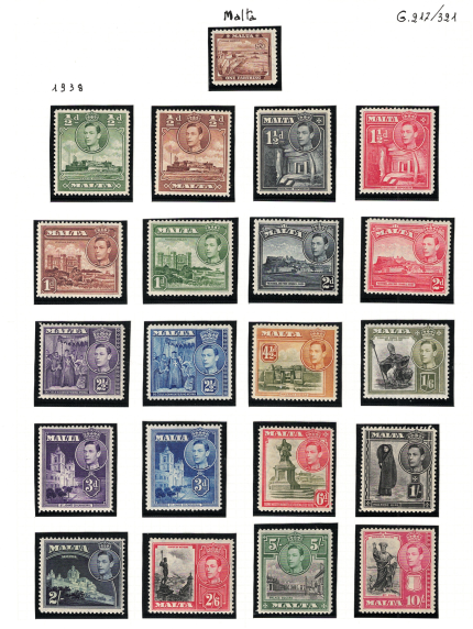 1938-43 Malta, Soggetti Diversi ed Effigi di Giorgio VI, # 217/31, MNH**