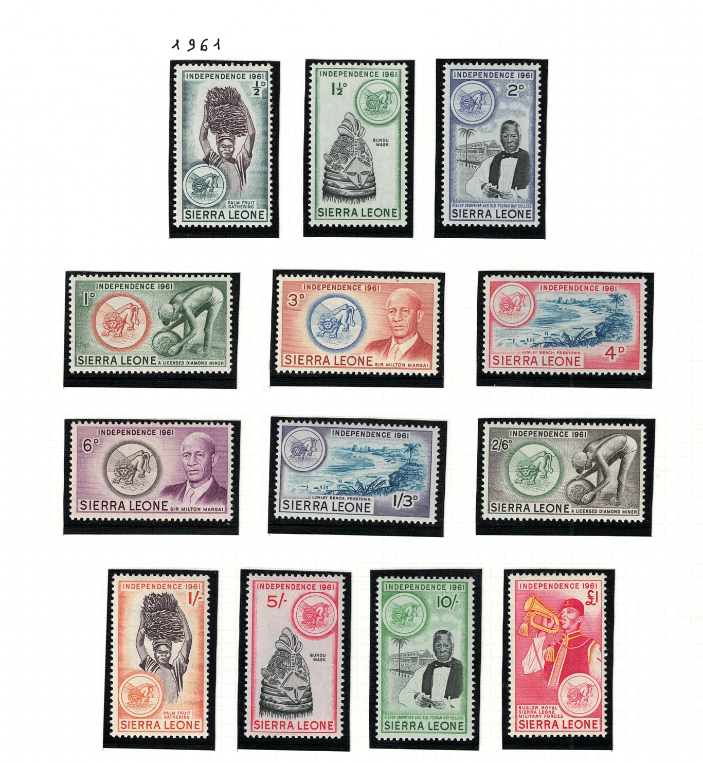 223-35 1961 Sierra Leone - Stanley Gibbons # 223-35, Elisabetta II e Vedute, MNH** - immagine 1