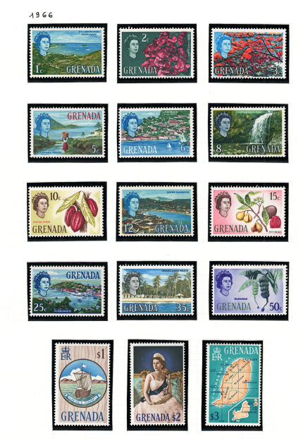 1966 Grenada - Stanley Gibbons # 231-45, serie di 15 valori, MNH**