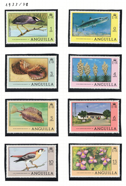 1977-78 Anguilla, Serie Ordinaria, Flora e Fauna, Yvert # 242-48+269-77, MNH**