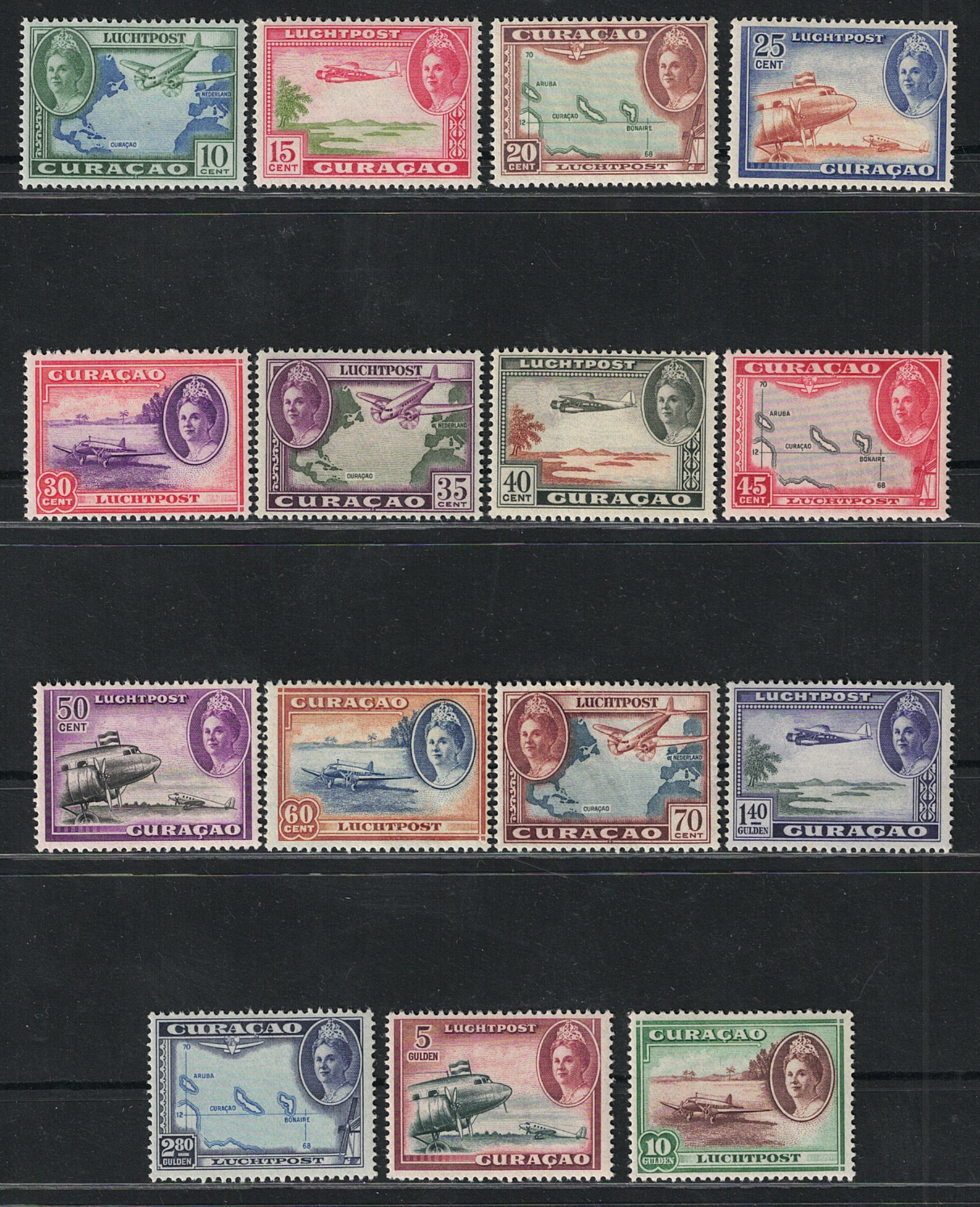 25-39 1943 Curacao, Posta Aerea # 25-39, Regina Guglielmina, MH* - immagine 1