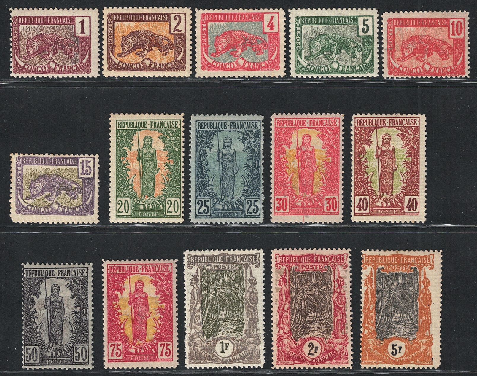 27-41 1900-04 Congo Francese, Yvert # 27-41, Serie Definitiva, MH* - immagine 1