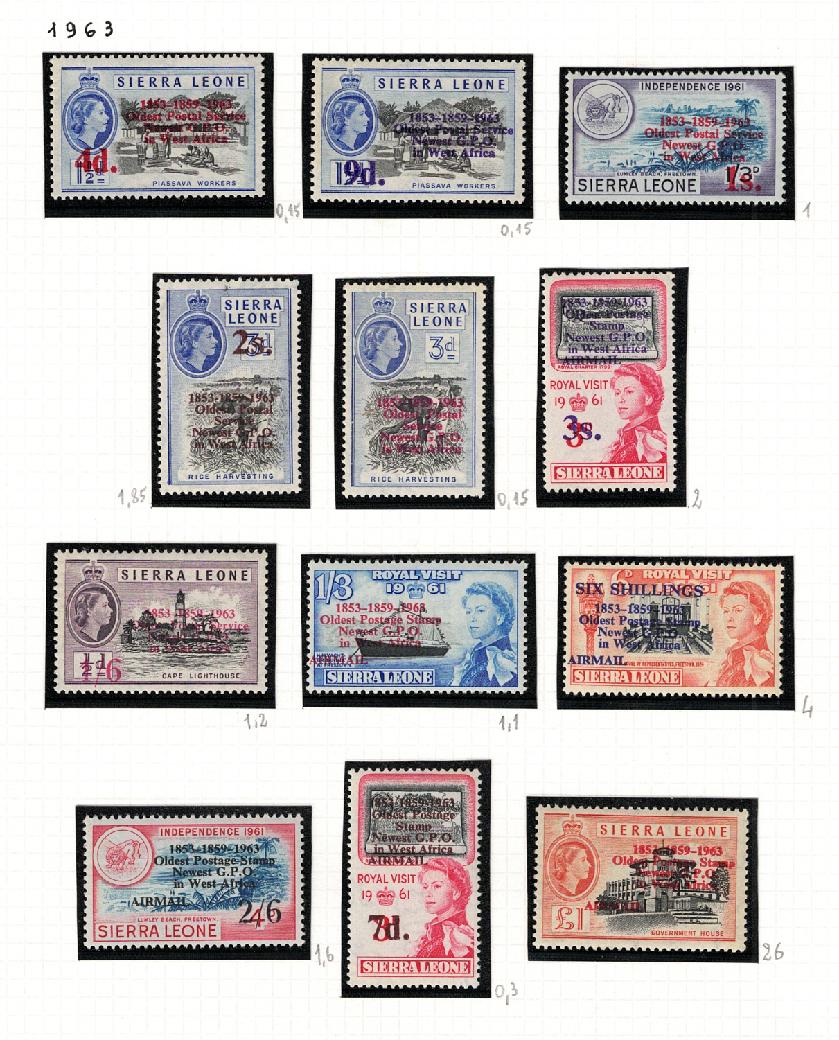 273-84 1961 Sierra Leone - Stanley Gibbons # 273-84, Elisabetta II e Vedute, MNH** - immagine 1