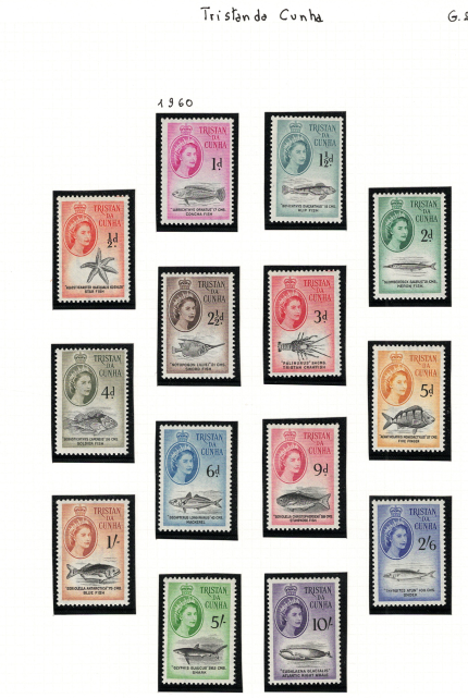 1960 Tristan da Cunha, Stanley Gibbons # 28-41, Elisabetta II, MNH**