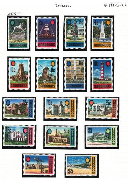 1970 Barbados, Yvert # 304-19, Edifici, MNH**
