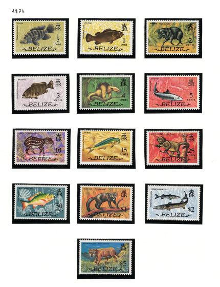1974 BELIZE, Yvert # 317-29, Animali Diversi, MNH**