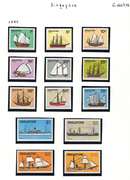 1980 Singapore, Yvert # 334-346, Navi e Battelli, MNH**