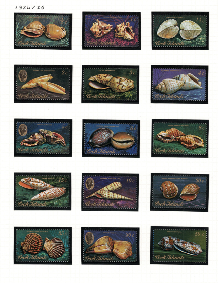1974-75 Cook Islands, Yvert # 372-85+391-93+408+414-17, 17 valori, MNH**