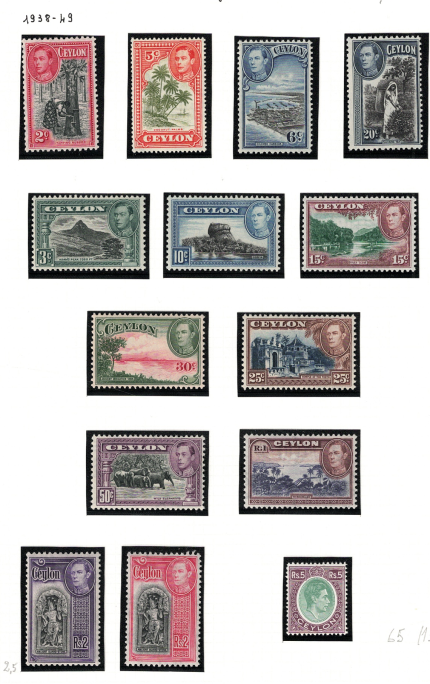 1938-49 Ceylon, Stanley Gibbons # 386-97a, Effige di Giorgio VI in ovale, MNH**