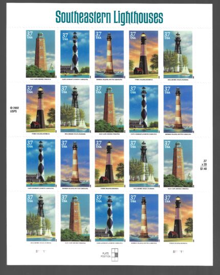 2003 Stati Uniti, Fari Sud Est Americano, Foglio di 20 valori, # 3884-88, MNH**