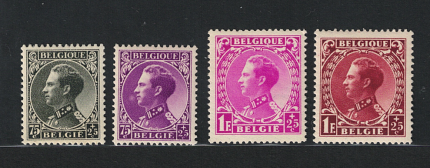 1934 Belgio, Leopoldo III, Catalogo Unificato # 390-93, MNH**