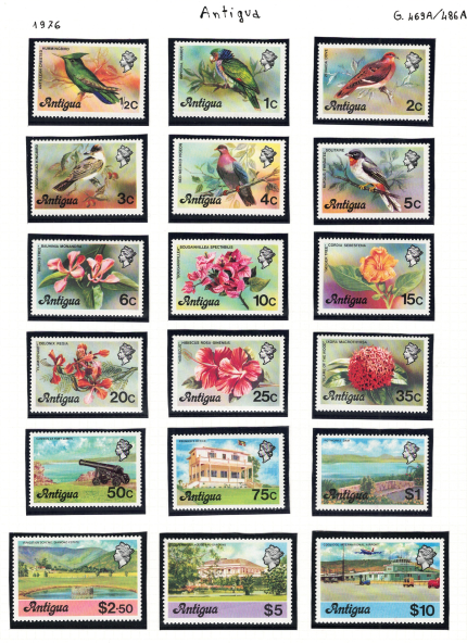 1976 Antigua, Yvert # 397-14, Ordinaria 18 valori, MNH**