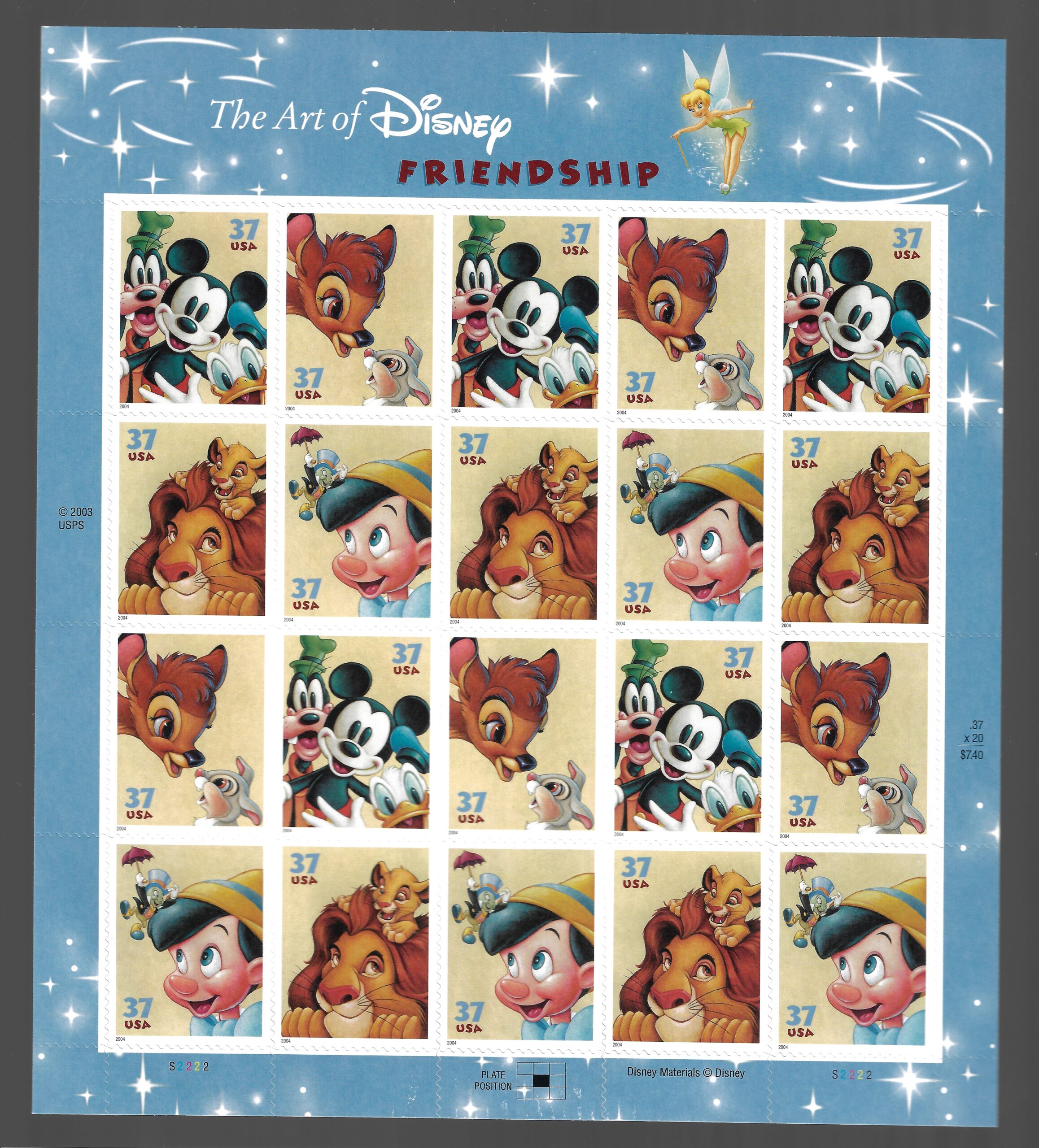 3990 2004 Stati Uniti, Cinema d'animazione Walt Disney, 20 valori # 3990-93, MNH** - immagine 1