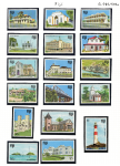 1979-80 Fiji, Yvert # 405-12+ 425-33, Edifici, Elisabetta II, MNH**