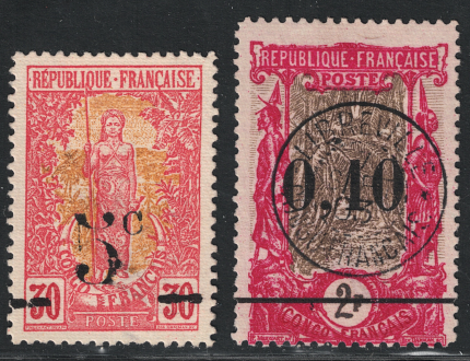 1900 Congo Francese, Yvert # 46-47, Francobolli soprastampati, Usati