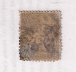 1891-92 Congo Francese, Yvert # 4A, 5 cent su 25 cent nero, Usato - immagine 2