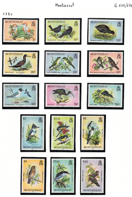 1984 Montserrat, Yvert # 535-49 Uccelli, MNH**