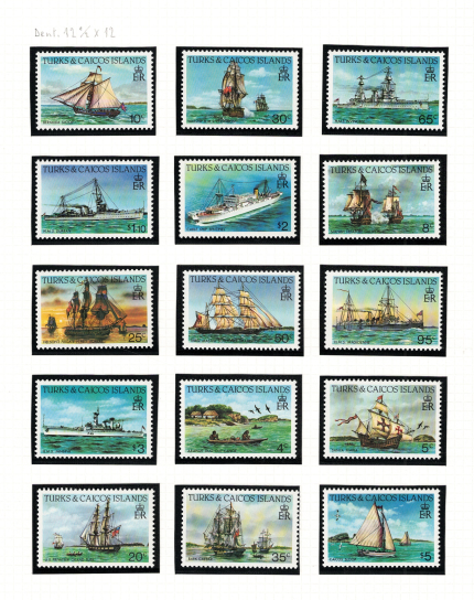1983-84 Turks & Caicos, dent 12 1/2 Yvert 639a-43a+653a-57a+660a-64a, MNH**