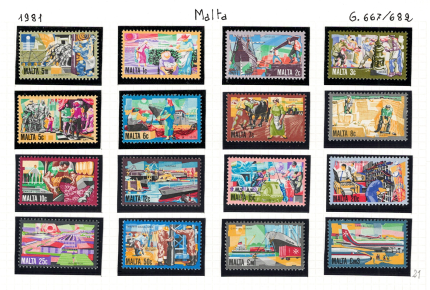 1981 Malta, Soggetti Diversi, Stanley Gibbons # 667-682, MNH**