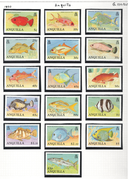 1990 Anguilla, Serie Ordinaria, Pesci, Yvert # 742-57, MNH**