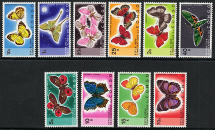1971 Congo Belga, # 763-72, Farfalle, MNH**