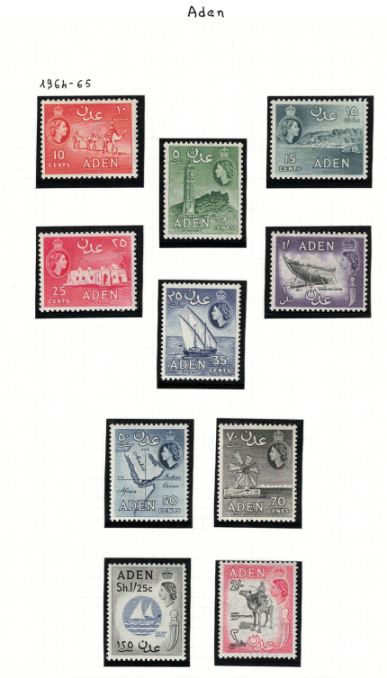 1964-65 Aden, Soggetti Diversi con effige Elisabetta II, SG # 77-86, MNH**