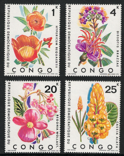 1971 Congo Belga, # 778-781, Fiori, Flora Congolese, MNH**