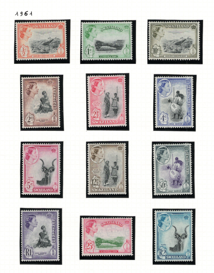 1961 Swaziland, Stanley Gibbons # 78-89, Elisabetta II, MNH**