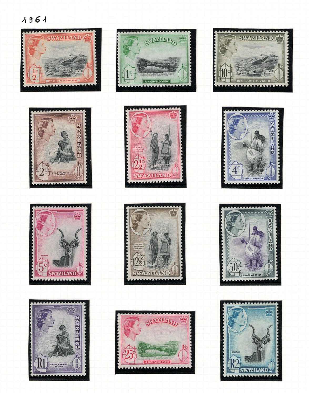 78-89 1961 Swaziland, Stanley Gibbons # 78-89, Elisabetta II, MNH** - immagine 1