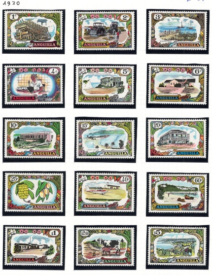1970 Anguilla, Serie Ordinaria, Soggetti Diversi, SG # 84-98, MNH**
