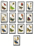 1990 Belize, Yvert # 919-30+931, Uccelli e Farfalle, serie di 13 valori, MNH**