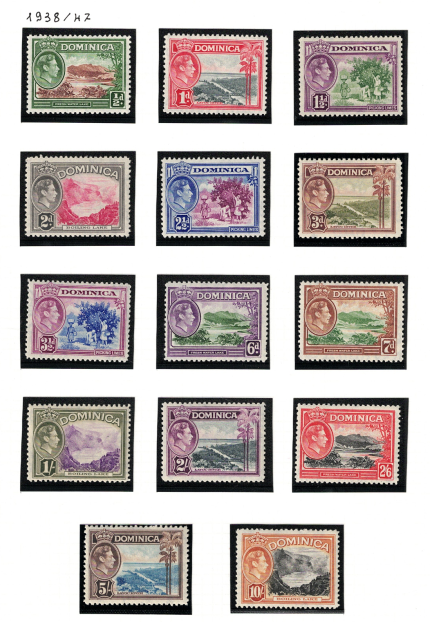 1938/47 Dominica, Giorgio VI, Stanley Gibbons # 99-108, MNH**