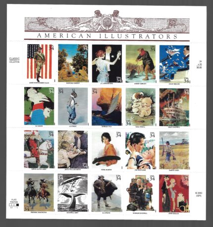 2001 Stati Uniti, Illustratori Americani foglio di 20 valori, # 3528-47 - MNH**