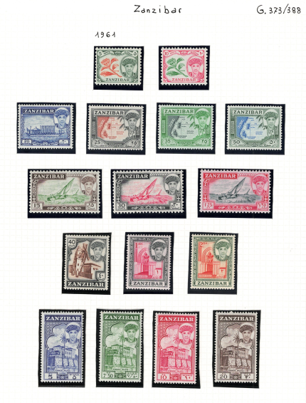 1961 ZANZIBAR, Sultan Seyyid, Stanley Gibbons # 373-88, MNH**