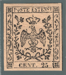 1852 Modena, # 4, 25 cent camoscio, MNH**