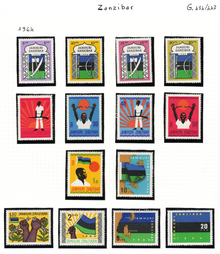 1964 ZANZIBAR, Repubblica, Stanley Gibbons # 434-47, MNH**