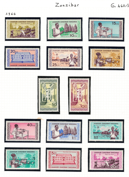 1966 ZANZIBAR, Repubblica, Stanley Gibbons # 460-73, MNH**