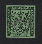 1852 Modena, # 4A, 25 cent verde Ritirato e non venduto, MNH**