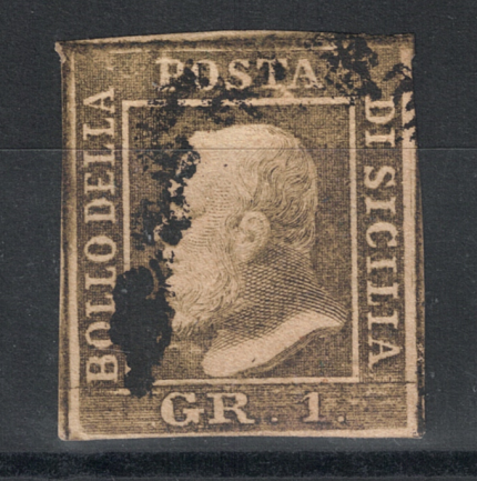 1859 Sicilia, II Tavola, # 4c bruno oliva chiaro, Usato