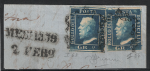1859 Sicilia, I Tavola, 2 grana su frammento # 6 azzurro, Usati