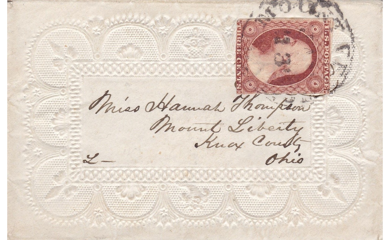 1851 Stati Uniti, n° 4 3c. bruno-arancio  su VALENTINE