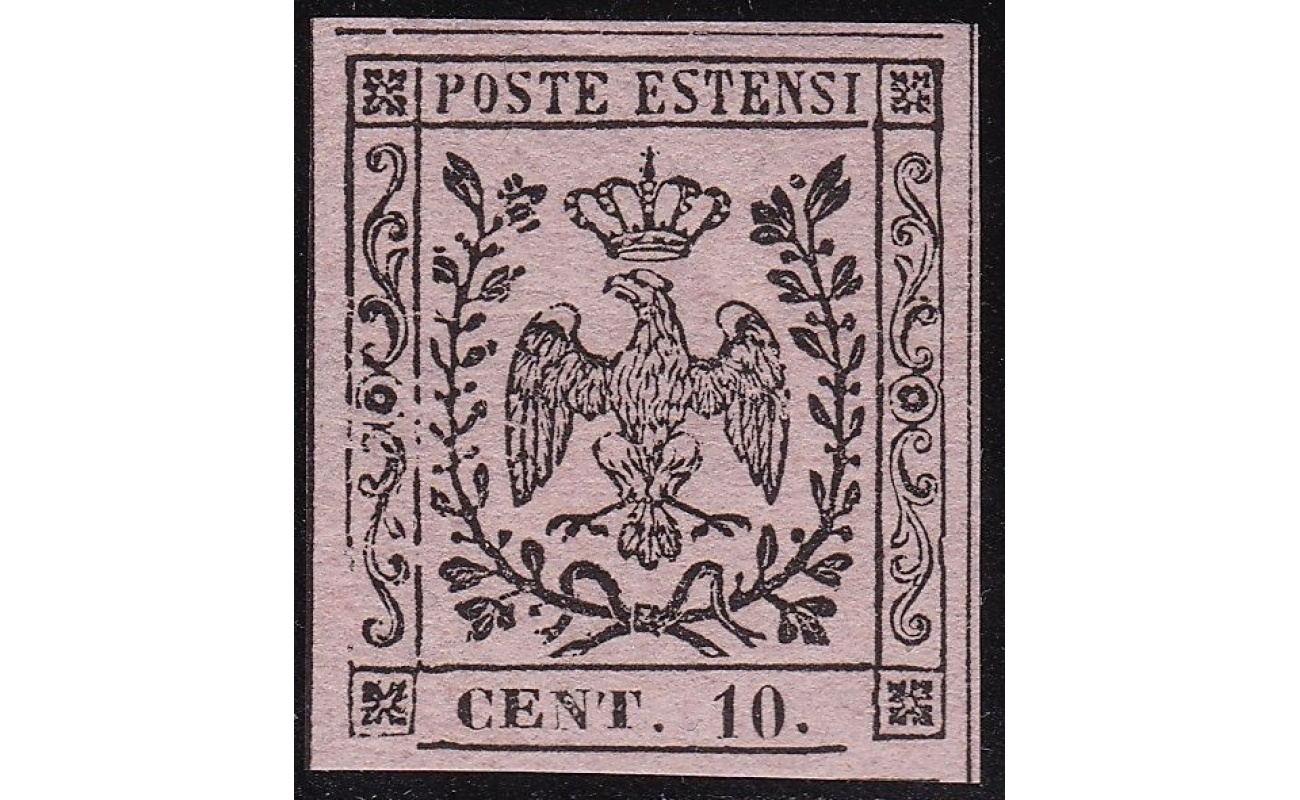 1852 MODENA, n° 9 , 10 cent. rosa , MNH** , Firma Bolaffi