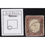 1861-63 SARDEGNA, n° 18A  3 Lire rame vivo usato DIFETTOSO